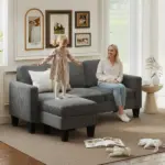 Sectional Sofa, L Shaped Couch, with Reversible Chaise or Ottoman, Dark Gray - Image 2