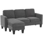 Sectional Sofa, L Shaped Couch, with Reversible Chaise or Ottoman, Dark Gray - Image 11