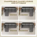 Sectional Sofa, L Shaped Couch, with Reversible Chaise or Ottoman, Dark Gray - Image 4