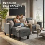 Sectional Sofa, L Shaped Couch, with Reversible Chaise or Ottoman, Dark Gray - Image 7