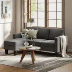 Sectional Sofa, L Shaped Couch, with Reversible Chaise or Ottoman, Dark Gray - Image 10