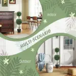 HOMCOM Set of 2 Artificial Ball Boxwood Topiary Trees, Fake Plants in Pot for Indoor Outdoor Living Room Green - Image 5