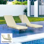Outsunny Set of 2 Chaise Lounge Cushion, 4" Thick Outdoor Lounge Chair Cushions with Ties for Patio, 21" x 72 ", Cream White - Image 2