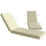 Outsunny Set of 2 Chaise Lounge Cushion, 4" Thick Outdoor Lounge Chair Cushions with Ties for Patio, 21" x 72 ", Cream White - Image 11