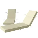 Outsunny Set of 2 Chaise Lounge Cushion, 4" Thick Outdoor Lounge Chair Cushions with Ties for Patio, 21" x 72 ", Cream White