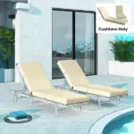 Outsunny Set of 2 Chaise Lounge Cushion, 4" Thick Outdoor Lounge Chair Cushions with Ties for Patio, 21" x 72 ", Cream White - Image 8