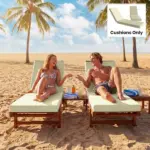 Outsunny Set of 2 Chaise Lounge Cushion, 4" Thick Outdoor Lounge Chair Cushions with Ties for Patio, 21" x 72 ", Cream White - Image 9