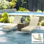 Outsunny Set of 2 Chaise Lounge Cushion, 4" Thick Outdoor Lounge Chair Cushions with Ties for Patio, 21" x 72 ", Cream White - Image 10