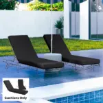 Outsunny Set of 2 Chaise Lounge Cushion, 4" Thick Outdoor Lounge Chair Cushions with Ties for Patio, 21" x 72 ", Gray - Image 2