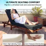 Outsunny Set of 2 Chaise Lounge Cushion, 4" Thick Outdoor Lounge Chair Cushions with Ties for Patio, 21" x 72 ", Gray - Image 4