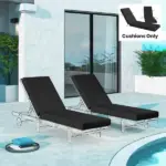 Outsunny Set of 2 Chaise Lounge Cushion, 4" Thick Outdoor Lounge Chair Cushions with Ties for Patio, 21" x 72 ", Gray - Image 8