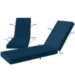 Outsunny Set of 2 Chaise Lounge Cushion, 4" Thick Outdoor Lounge Chair Cushions with Ties for Patio, 21" x 72 ", Navy Blue