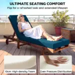 Outsunny Set of 2 Chaise Lounge Cushion, 4" Thick Outdoor Lounge Chair Cushions with Ties for Patio, 21" x 72 ", Navy Blue - Image 4