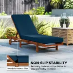 Outsunny Set of 2 Chaise Lounge Cushion, 4" Thick Outdoor Lounge Chair Cushions with Ties for Patio, 21" x 72 ", Navy Blue - Image 6