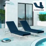 Outsunny Set of 2 Chaise Lounge Cushion, 4" Thick Outdoor Lounge Chair Cushions with Ties for Patio, 21" x 72 ", Navy Blue - Image 8