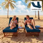 Outsunny Set of 2 Chaise Lounge Cushion, 4" Thick Outdoor Lounge Chair Cushions with Ties for Patio, 21" x 72 ", Navy Blue - Image 9