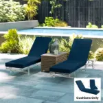Outsunny Set of 2 Chaise Lounge Cushion, 4" Thick Outdoor Lounge Chair Cushions with Ties for Patio, 21" x 72 ", Navy Blue - Image 10