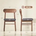 HOMCOM Set of 2 Dining Chairs, Upholstered Dining Room Chairs with Rubberwood Legs and Padded Seat for Kitchen, Gray - Image 3