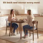 HOMCOM Set of 2 Dining Chairs, Upholstered Dining Room Chairs with Rubberwood Legs and Padded Seat for Kitchen, Gray - Image 4