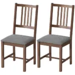 HOMCOM Set of 2 Dining Chairs, Upholstered Dining Room Chairs with Rubberwood Legs and Slat Backrest for Kitchen, Gray
