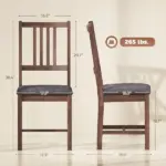 HOMCOM Set of 2 Dining Chairs, Upholstered Dining Room Chairs with Rubberwood Legs and Slat Backrest for Kitchen, Gray - Image 3