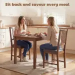 HOMCOM Set of 2 Dining Chairs, Upholstered Dining Room Chairs with Rubberwood Legs and Slat Backrest for Kitchen, Gray - Image 4