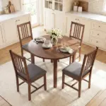 HOMCOM Set of 2 Dining Chairs, Upholstered Dining Room Chairs with Rubberwood Legs and Slat Backrest for Kitchen, Gray - Image 9
