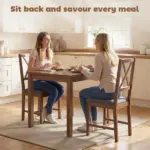 HOMCOM Set of 2 Dining Chairs, Upholstered X-Back Dining Room Chairs with Rubberwood Legs and Padded Seat for Kitchen, Gray - Image 4