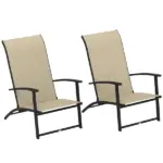 Outsunny Set of 2 Outdoor Dining Chairs with High Back, Armrests, Folding Patio Chairs for Patio, Lawn, Camping, Beige - Image 11