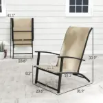 Outsunny Set of 2 Outdoor Dining Chairs with High Back, Armrests, Folding Patio Chairs for Patio, Lawn, Camping, Beige - Image 3