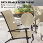 Outsunny Set of 2 Outdoor Dining Chairs with High Back, Armrests, Folding Patio Chairs for Patio, Lawn, Camping, Beige - Image 4