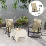 Outsunny Set of 2 Outdoor Dining Chairs with High Back, Armrests, Folding Patio Chairs for Patio, Lawn, Camping, Beige - Image 7