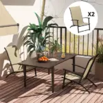 Outsunny Set of 2 Outdoor Dining Chairs with High Back, Armrests, Folding Patio Chairs for Patio, Lawn, Camping, Beige - Image 9