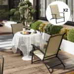 Outsunny Set of 2 Outdoor Dining Chairs with High Back, Armrests, Folding Patio Chairs for Patio, Lawn, Camping, Beige - Image 10