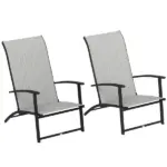 Outsunny Set of 2 Outdoor Dining Chairs with High Back, Armrests, Folding Patio Chairs for Patio, Lawn, Camping, Gray - Image 12