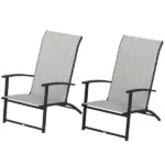 Outsunny Set of 2 Outdoor Dining Chairs with High Back, Armrests, Folding Patio Chairs for Patio, Lawn, Camping, Gray