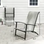 Outsunny Set of 2 Outdoor Dining Chairs with High Back, Armrests, Folding Patio Chairs for Patio, Lawn, Camping, Gray - Image 3