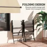 Outsunny Set of 2 Outdoor Dining Chairs with High Back, Armrests, Folding Patio Chairs for Patio, Lawn, Camping, Gray - Image 5
