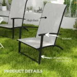 Outsunny Set of 2 Outdoor Dining Chairs with High Back, Armrests, Folding Patio Chairs for Patio, Lawn, Camping, Gray - Image 6