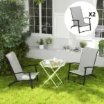 Outsunny Set of 2 Outdoor Dining Chairs with High Back, Armrests, Folding Patio Chairs for Patio, Lawn, Camping, Gray - Image 8