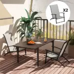 Outsunny Set of 2 Outdoor Dining Chairs with High Back, Armrests, Folding Patio Chairs for Patio, Lawn, Camping, Gray - Image 9