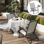 Outsunny Set of 2 Outdoor Dining Chairs with High Back, Armrests, Folding Patio Chairs for Patio, Lawn, Camping, Gray - Image 10