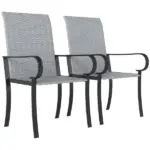 Outsunny Set of 2 Outdoor Wicker Dining Chairs with Armrest, Steel Frame, High Back and Deep Seating, Gray - Image 11