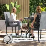 Outsunny Set of 2 Outdoor Wicker Dining Chairs with Armrest, Steel Frame, High Back and Deep Seating, Gray - Image 6