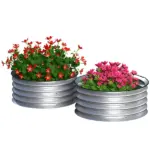 Set of 2 Raised Garden Bed, Metal Planter Box with Safety Edging, Easy-to-assemble Stock Tank 2'x2'x1' Silver - Image 11