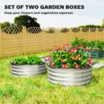 Set of 2 Raised Garden Bed, Metal Planter Box with Safety Edging, Easy-to-assemble Stock Tank 2'x2'x1' Silver - Image 4