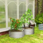 Set of 2 Raised Garden Bed, Metal Planter Box with Safety Edging, Easy-to-assemble Stock Tank 2'x2'x1' Silver - Image 9