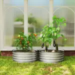 Set of 2 Raised Garden Bed, Metal Planter Box with Safety Edging, Easy-to-assemble Stock Tank 2'x2'x1' Silver - Image 10