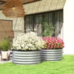 Outsunny Set of 2 Raised Garden Bed, Metal Planter Box with Safety Edging, Easy-to-assemble Stock Tank 3'x3'x1.4' Silver - Image 2