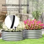 Outsunny Set of 2 Raised Garden Bed, Metal Planter Box with Safety Edging, Easy-to-assemble Stock Tank 3'x3'x1.4' Silver - Image 6